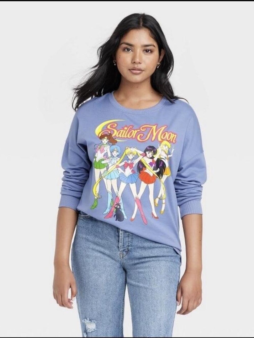 Sailor Moon Graphic Crewneck Sweater - Blue